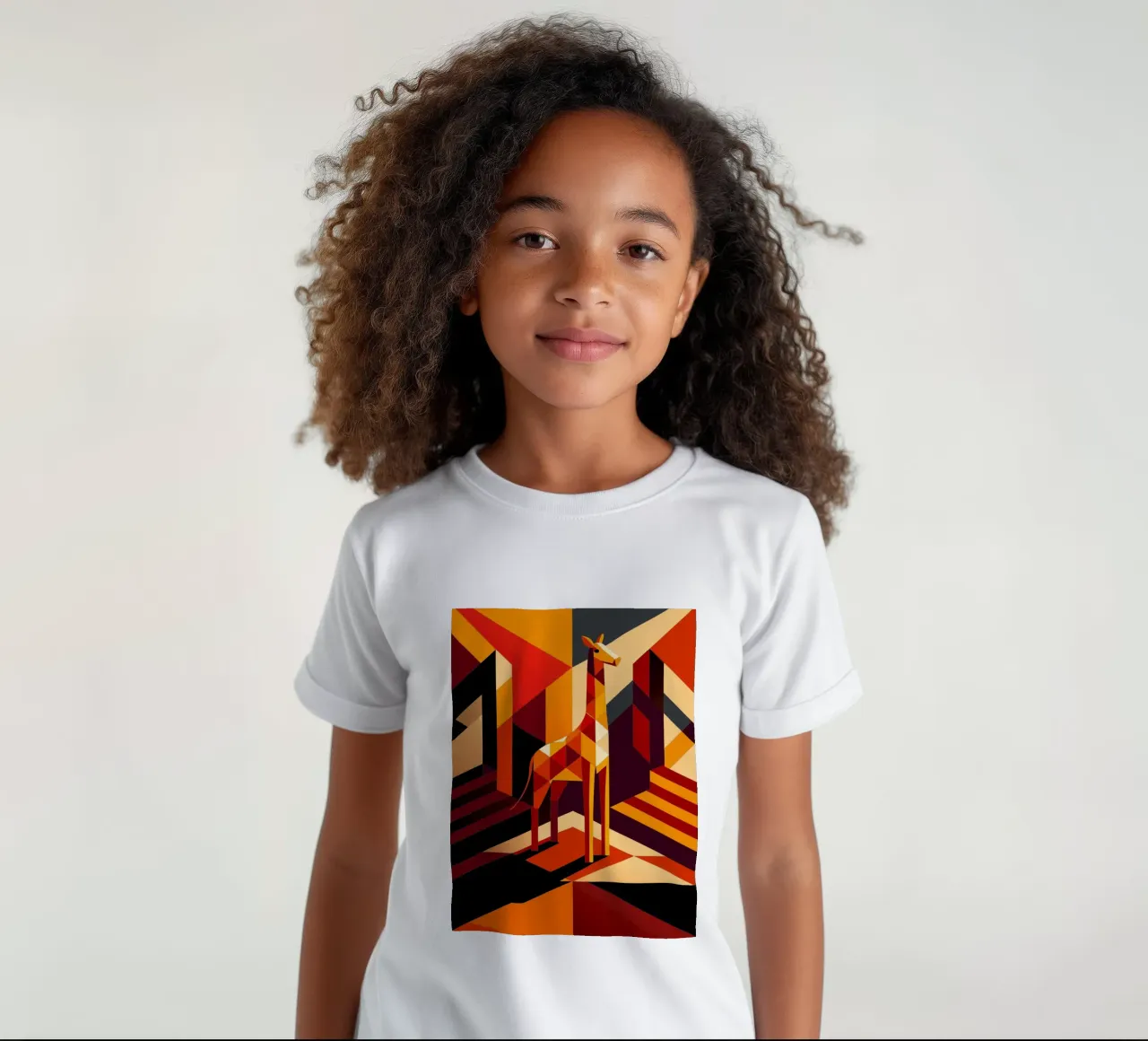 giraffe vector art drawing kids t-shirt by alghonee
