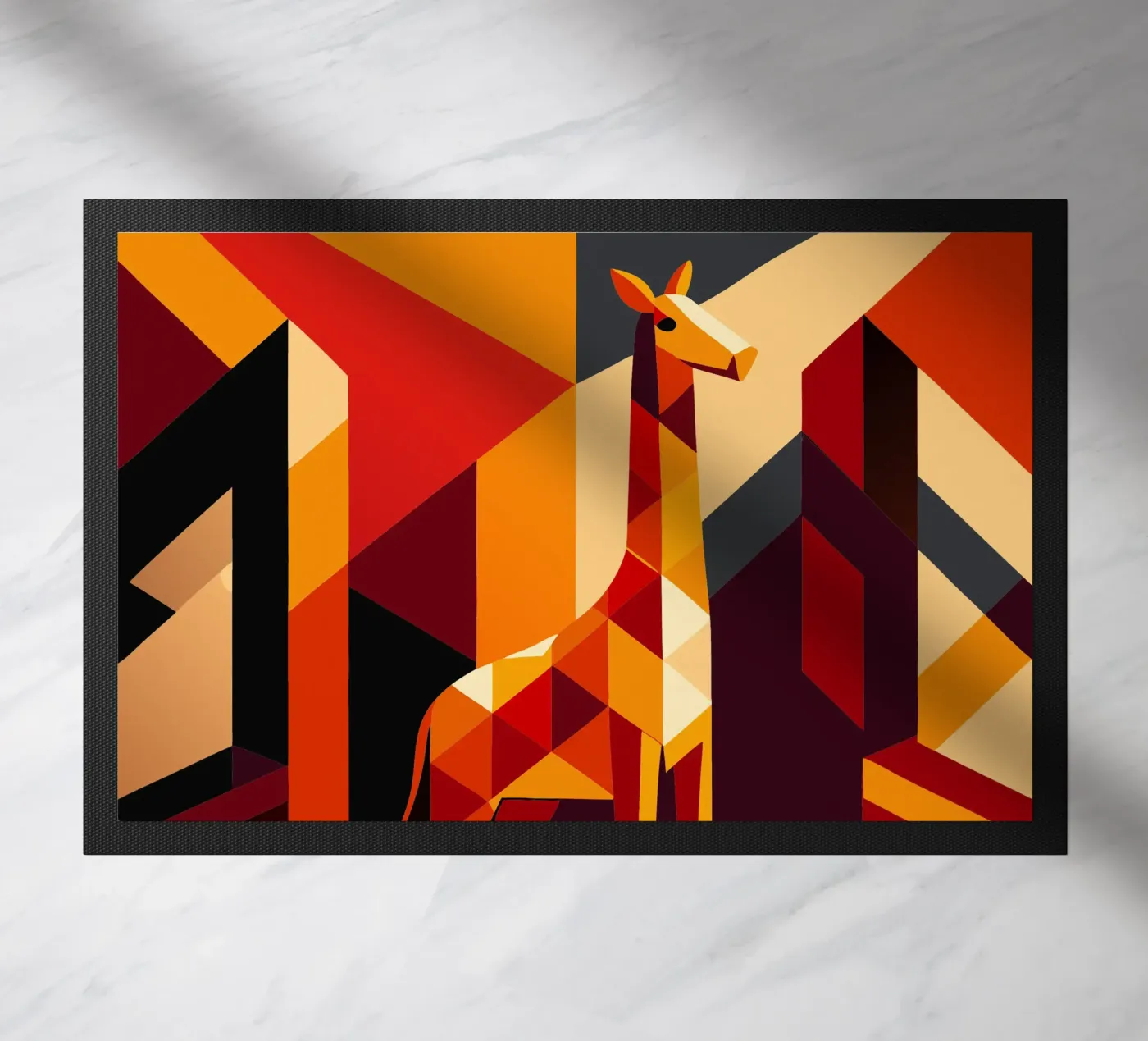 giraffe vector art drawing doormat by alghonee