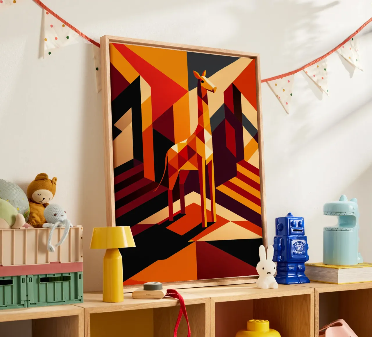 giraffe vector kunst tekening canvas met Baklijst van alghonee