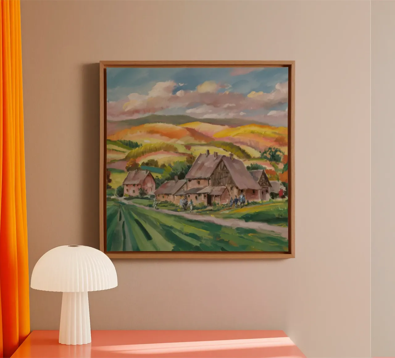 Autumn Farmstead Fields canvas with Floater frame by Celestial Harmony