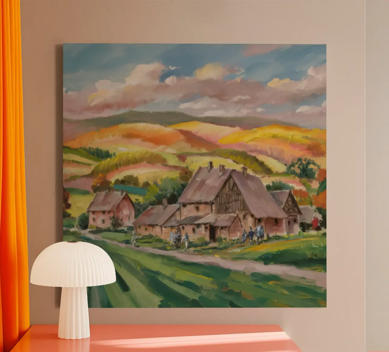 Autumn Farmstead Fields canvas with Floater frame by Celestial Harmony