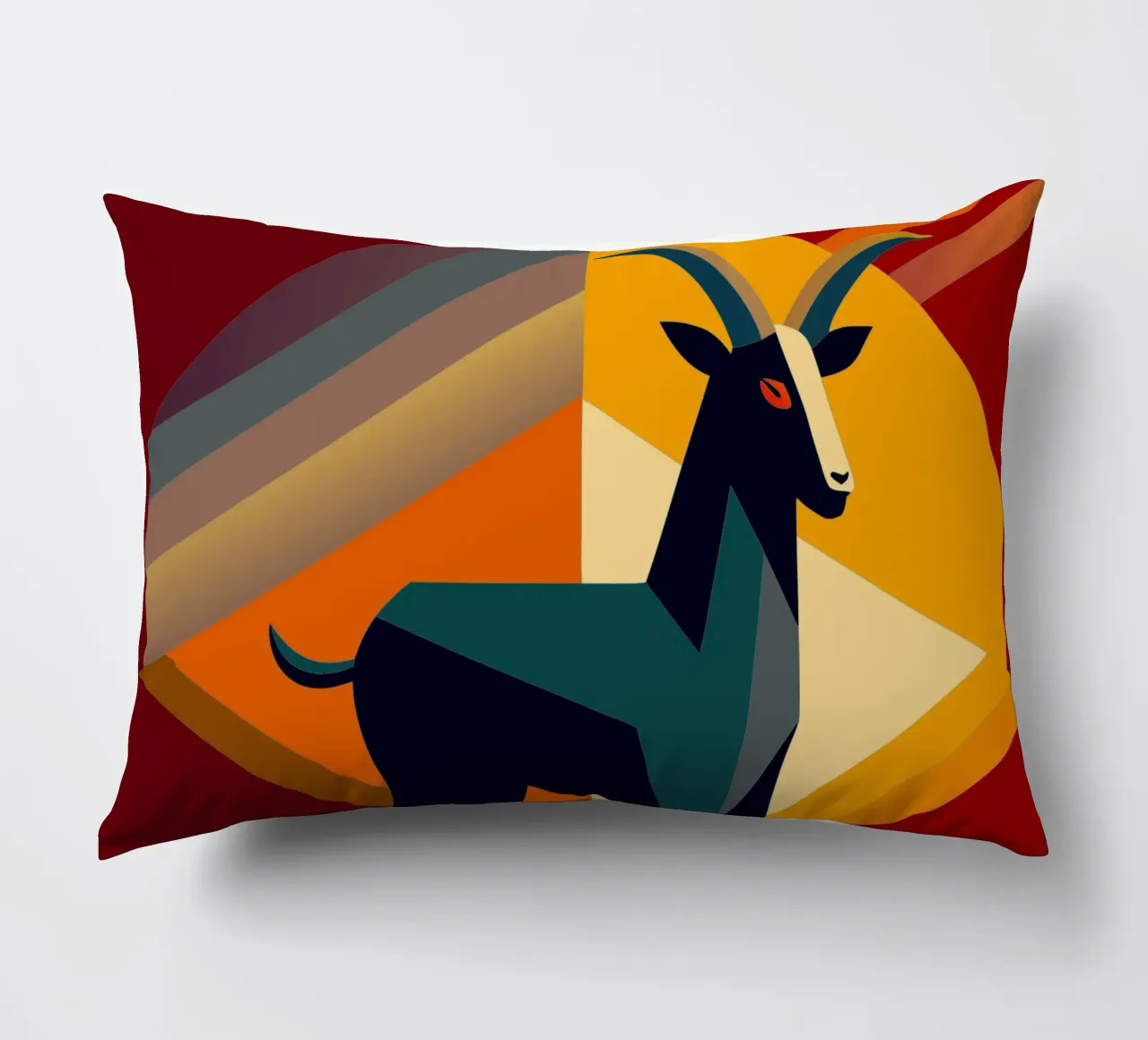 goat vector art drawing decorative cushion by alghonee