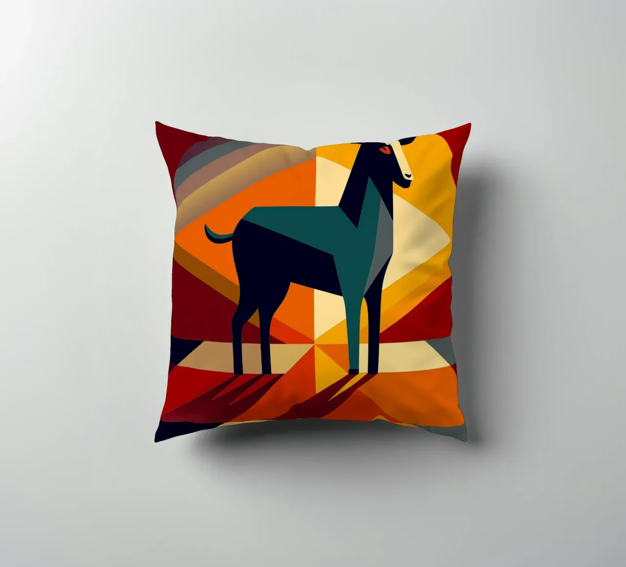 goat vector art drawing decorative cushion by alghonee