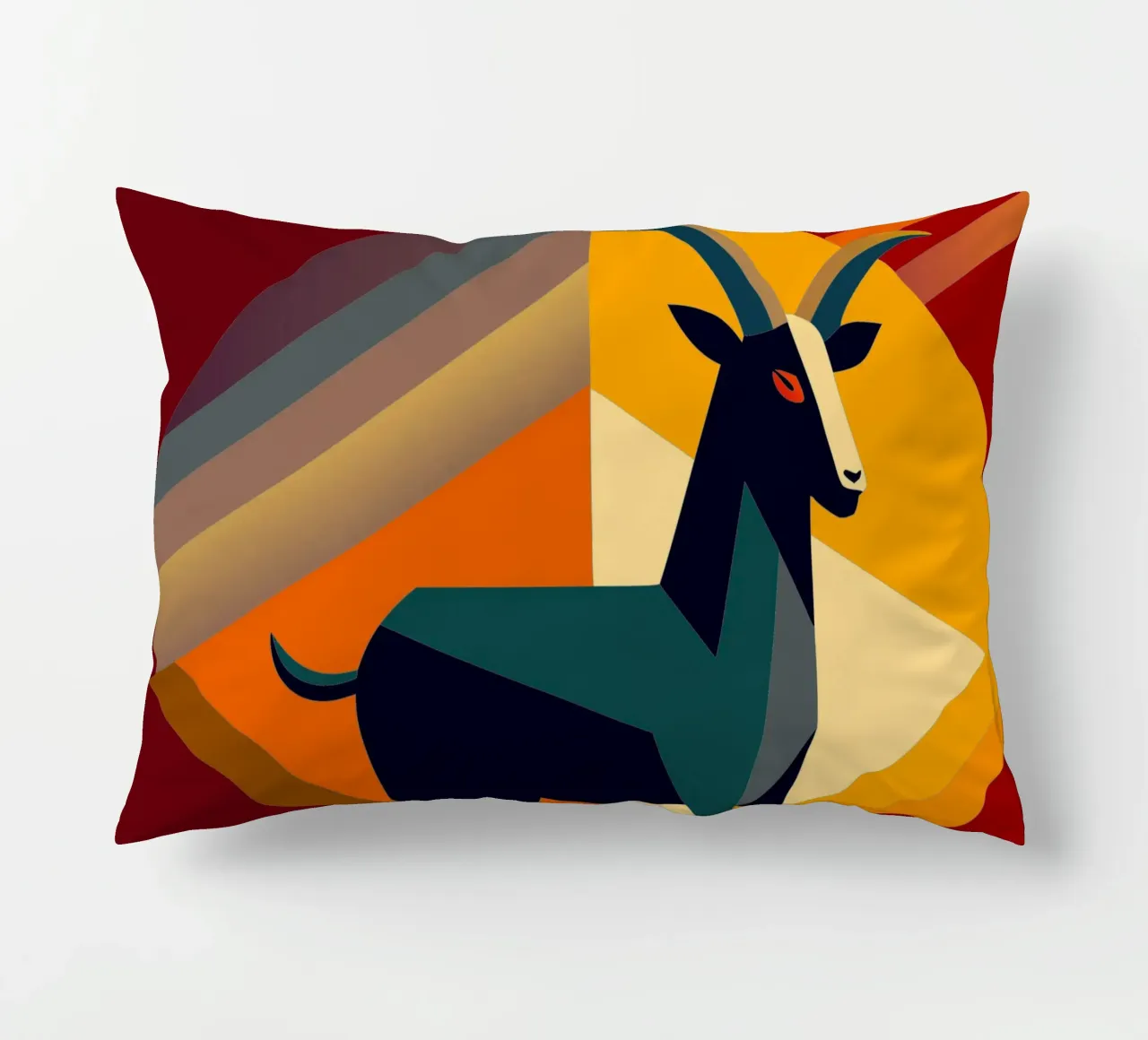 goat vector art drawing decorative cushion by alghonee