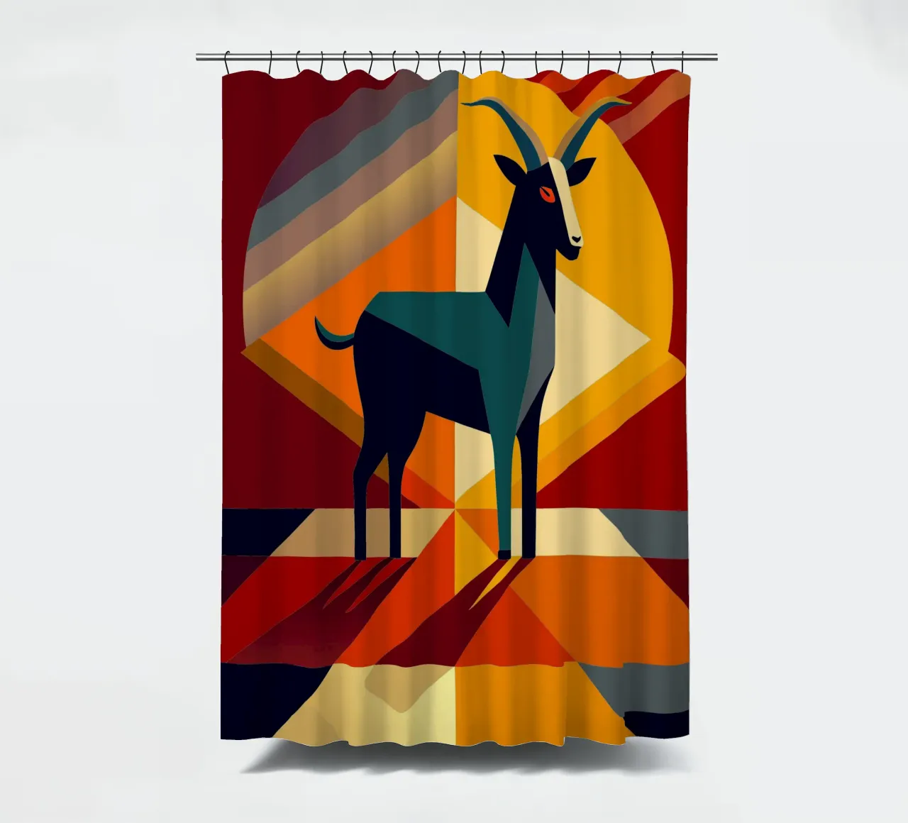 goat vector art drawing shower curtain by alghonee