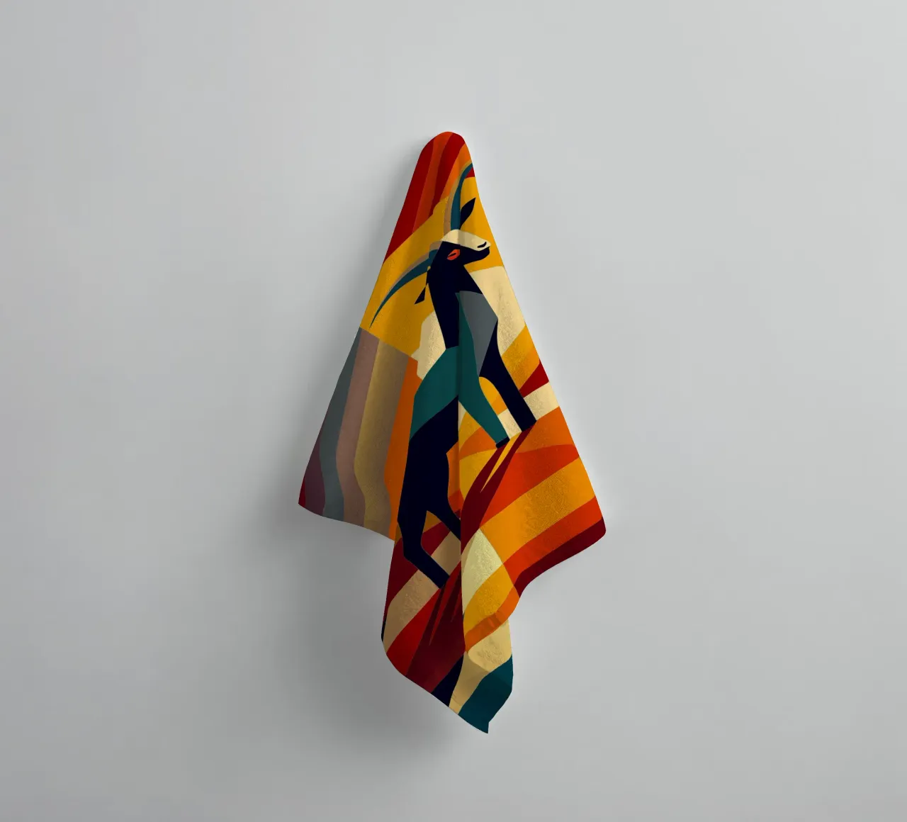 goat vector art drawing towel by alghonee