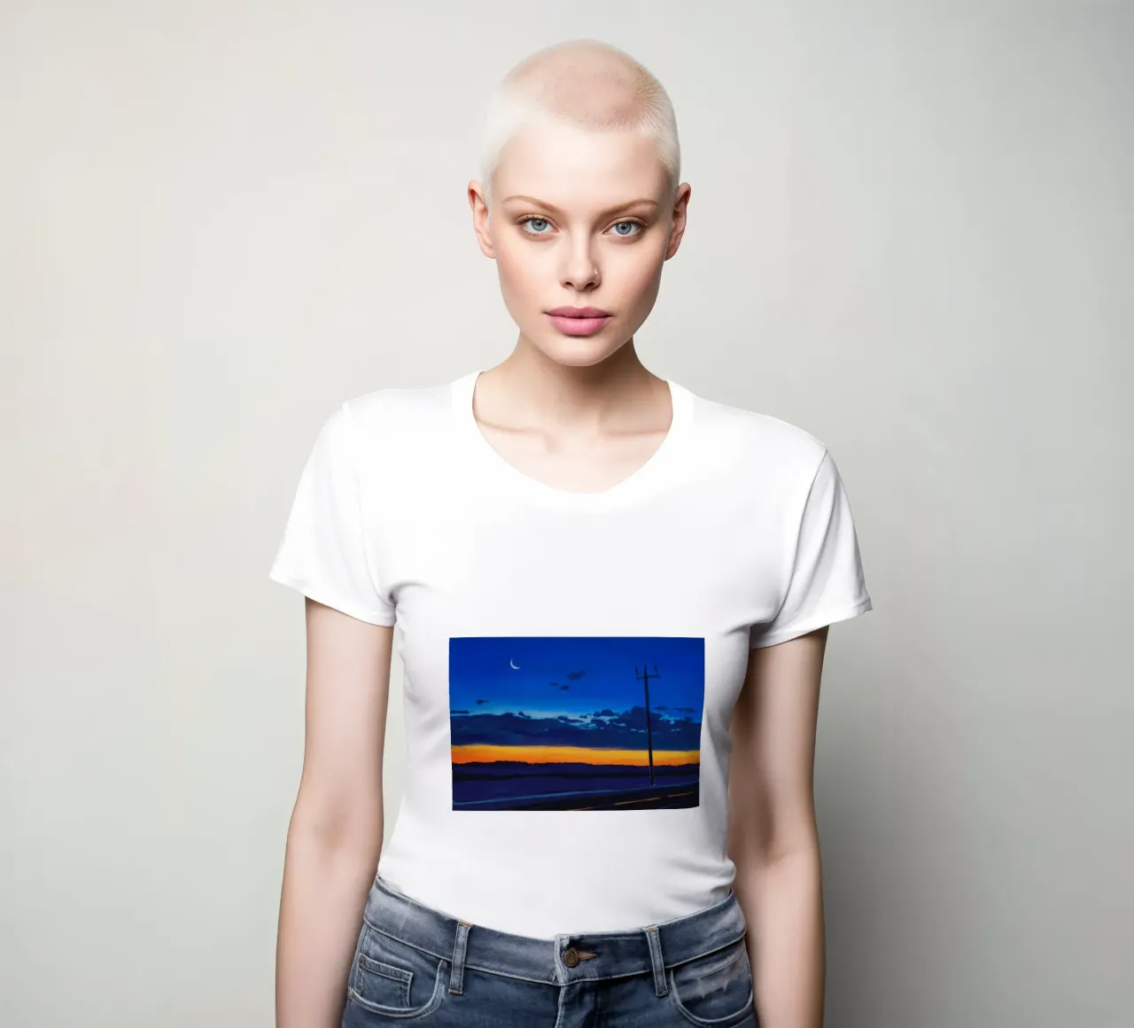 Crescent Moon Twilight women's fitted t-shirt by Silk Palette