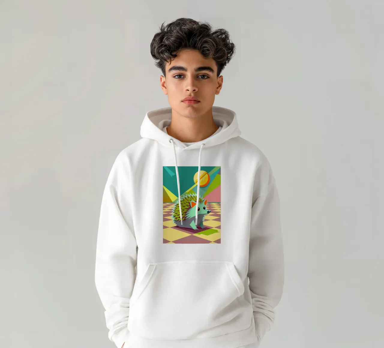 erizo dibujo vectorial sudadera con capucha de alghonee