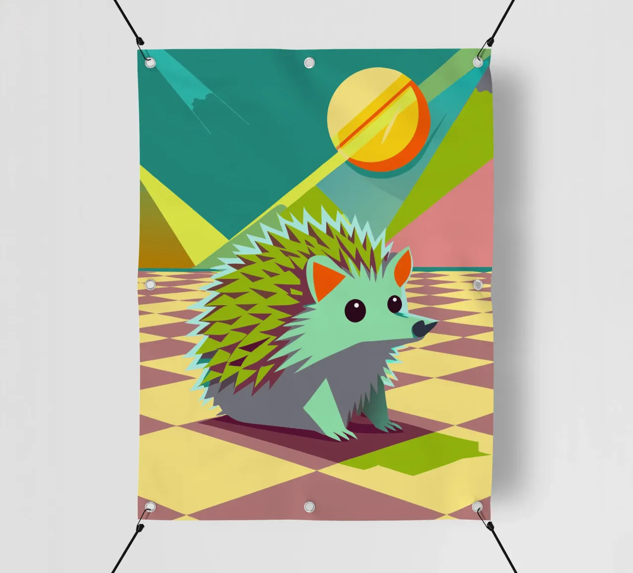 hedgehog vector art drawing pvc cover by alghonee