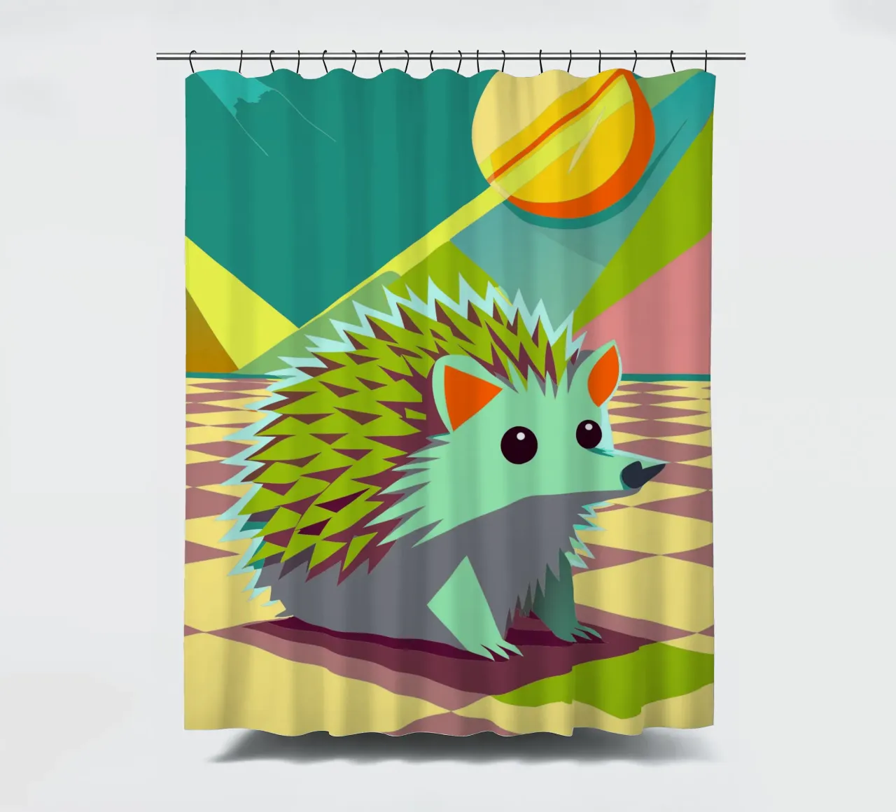hedgehog vector art drawing shower curtain by alghonee