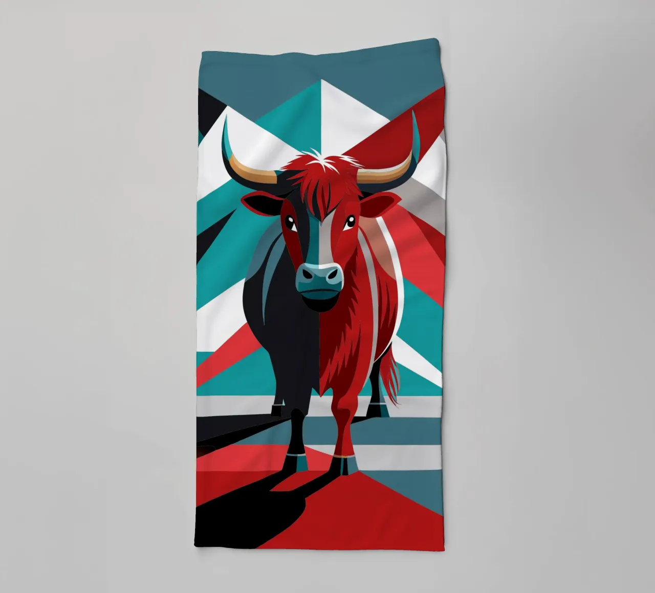 highland cow vector art drawing towel by alghonee