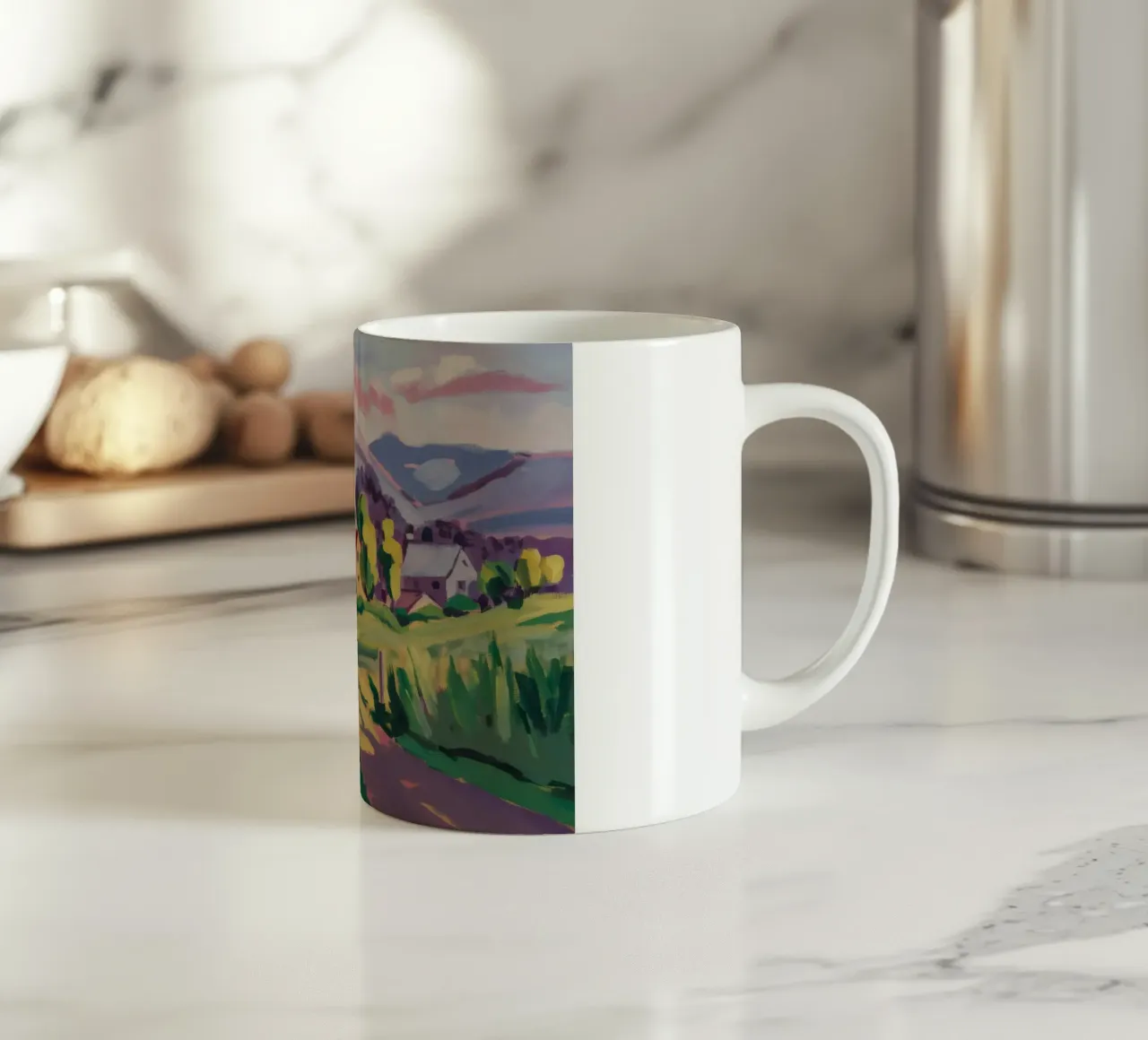 Campi a tetto cremisi tazza in ceramica da Celestial Harmony