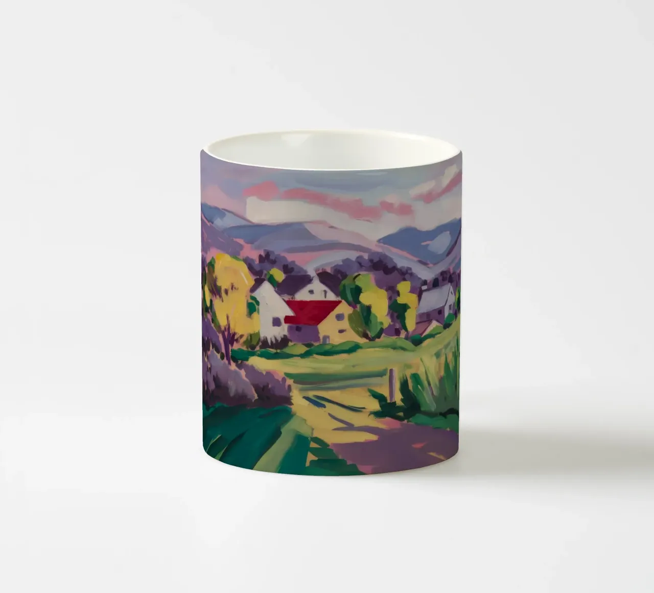 Campi a tetto cremisi tazza in ceramica da Celestial Harmony