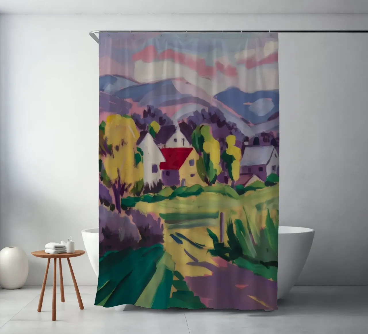 Campi a tetto cremisi tenda da doccia da Celestial Harmony