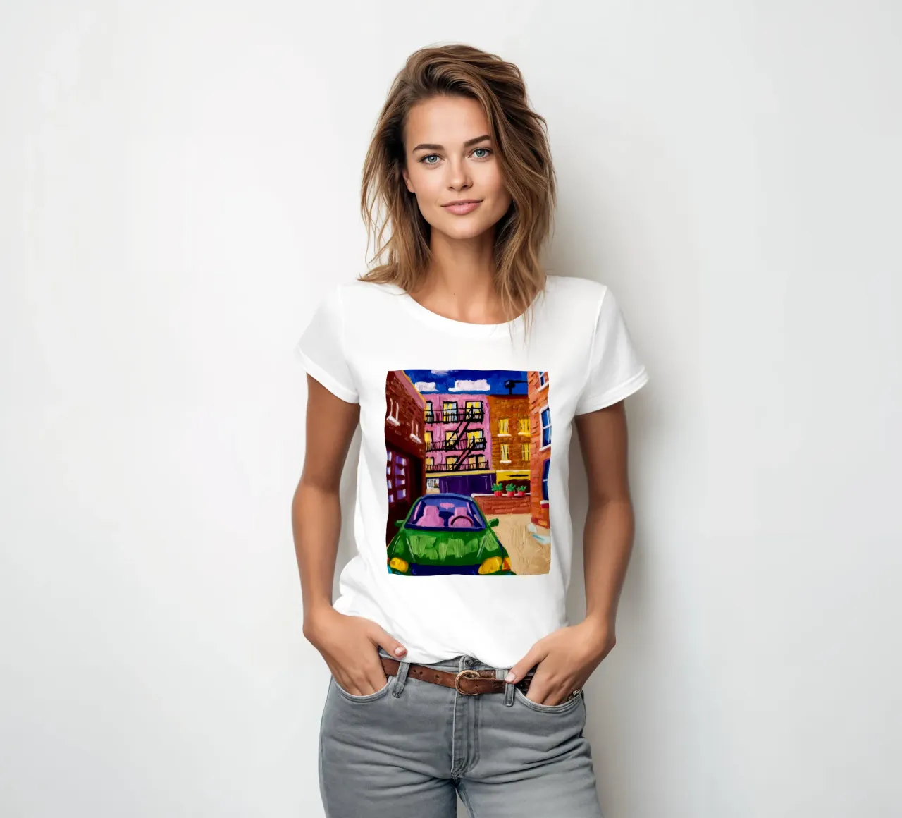 Parked Car City Night women's fitted t-shirt by Silk Palette
