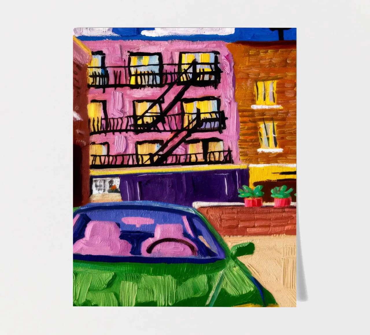 Auto parcheggiata in città di notte foglio adesivo da Silk Palette