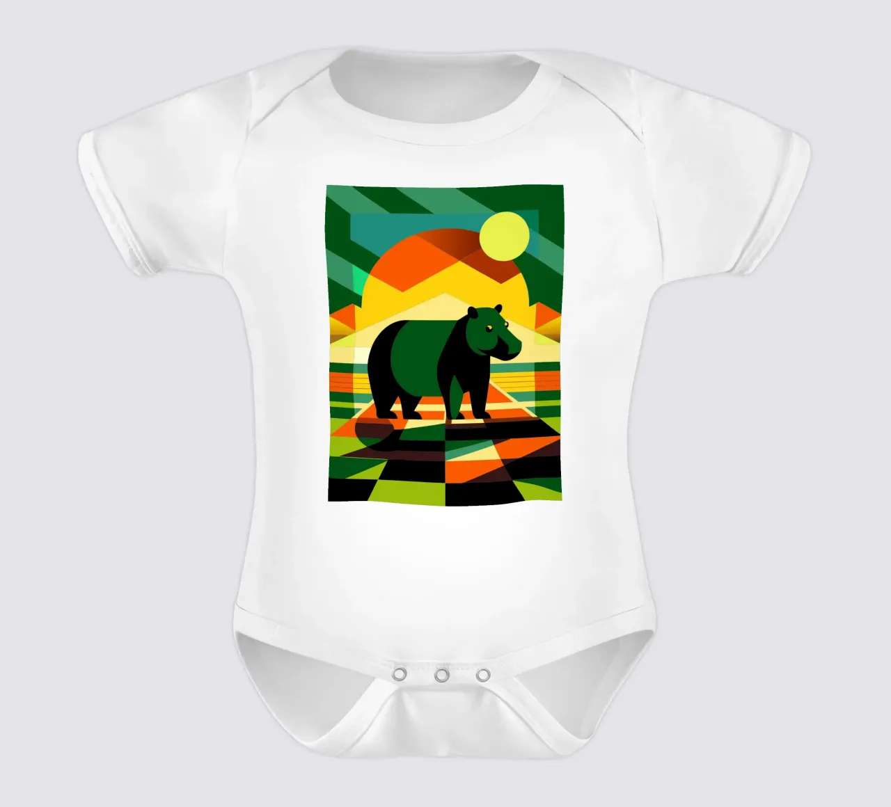 ippopotamo body neonato maniche corte da alghonee