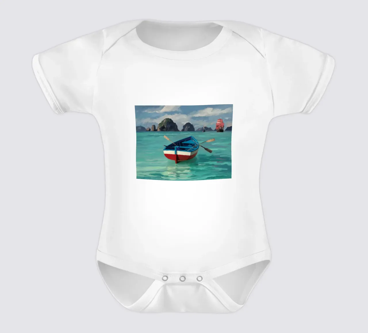 Ruderboot in einem Karstmeer Kurzarm Babybody von Silk Palette