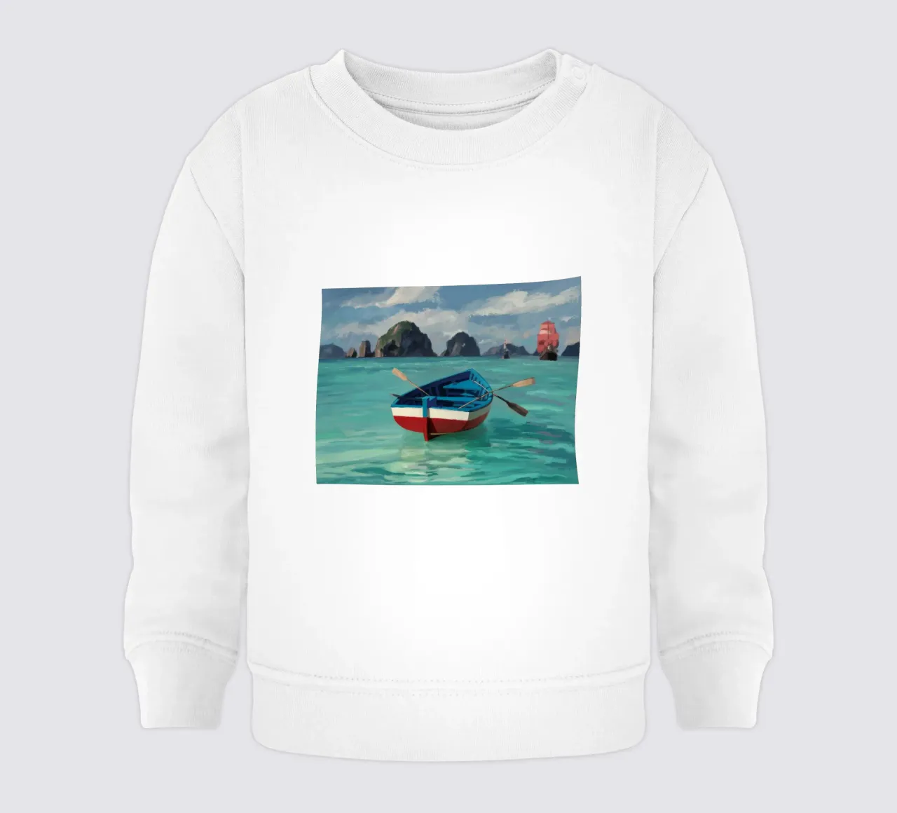 Barca a remi in un mare carsico felpa neonato da Silk Palette