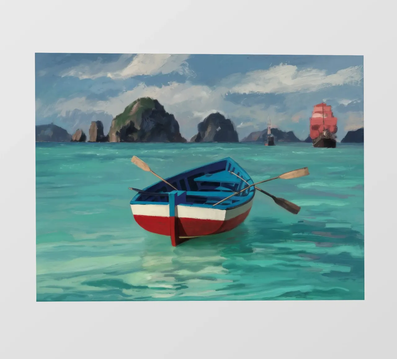 Rowboat in a Karst Sea photo wallpaper by Silk Palette