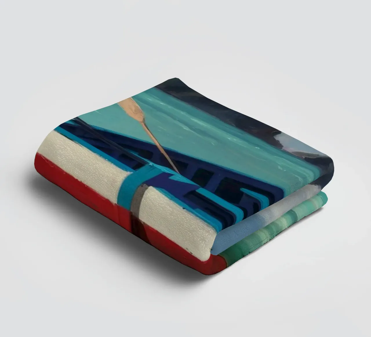 Barca a remi in un mare carsico asciugamano da bagno da Silk Palette
