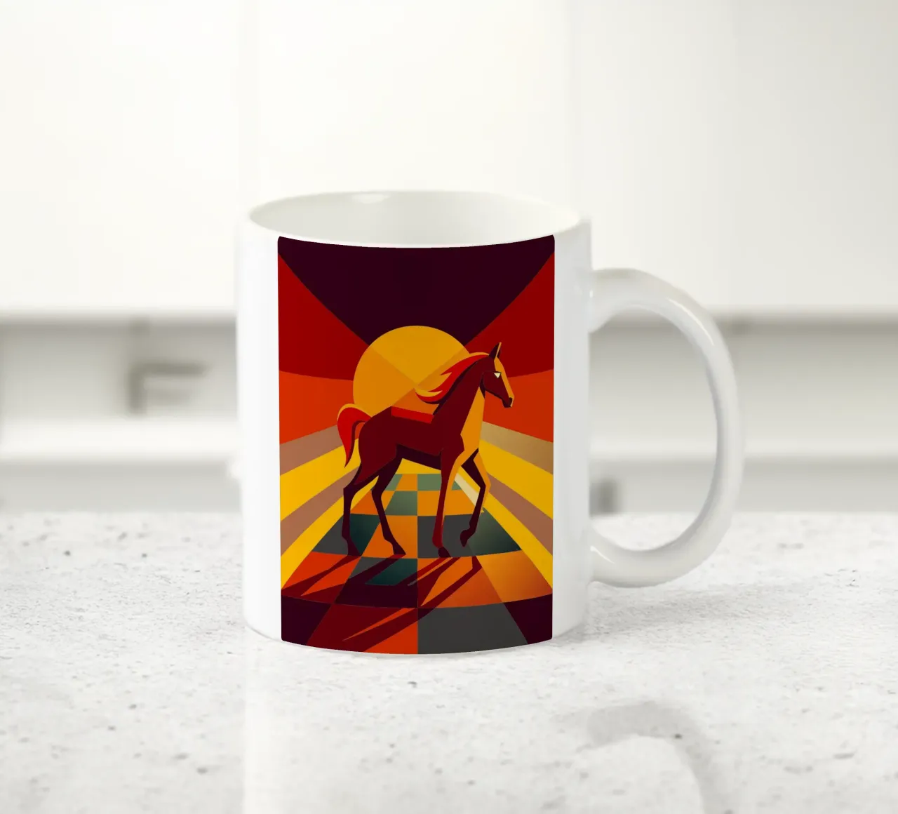 paard vector kunst tekening keramische mok van alghonee