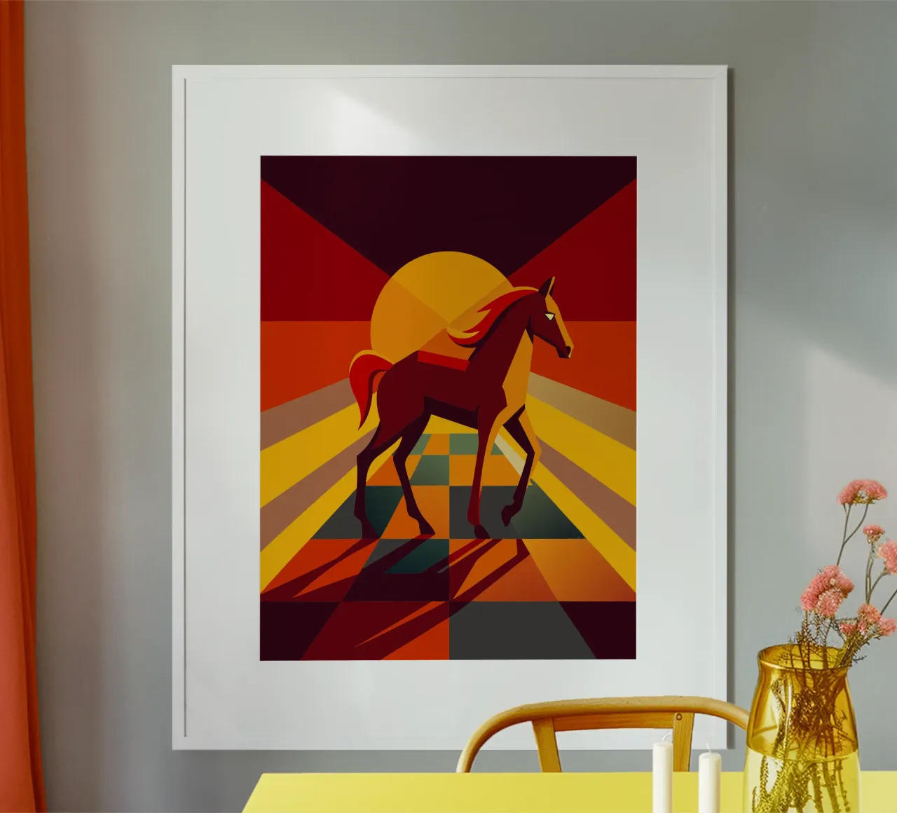 pferd vektor kunst zeichnung Poster mit Holzrahmen von alghonee