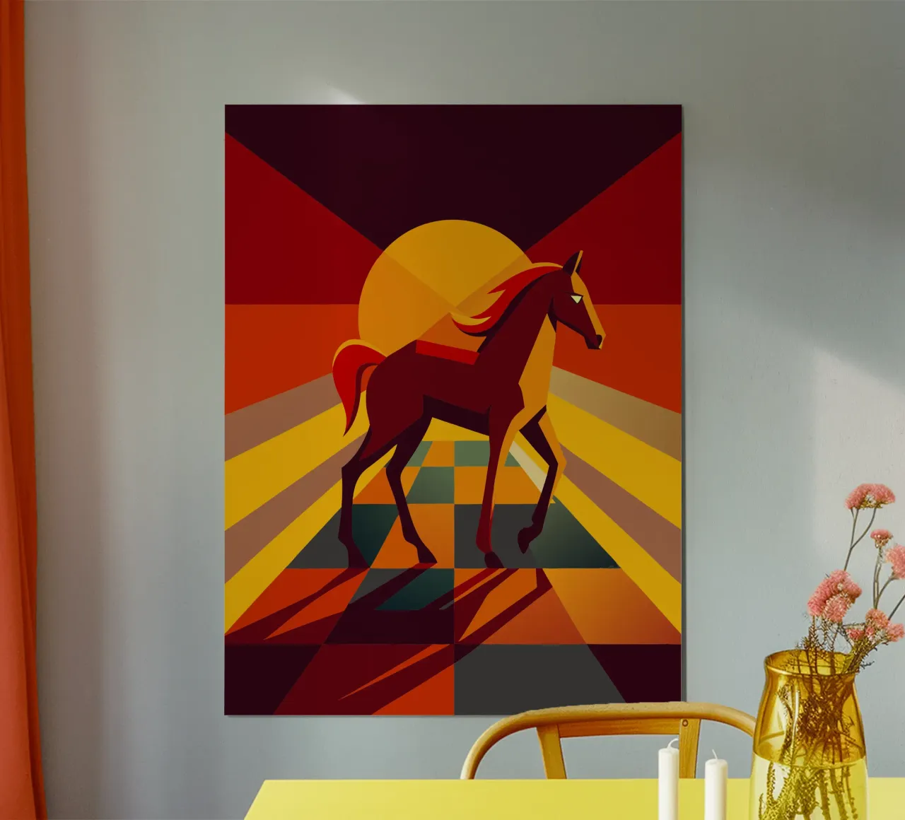 pferd vektor kunst zeichnung Poster mit Holzrahmen von alghonee