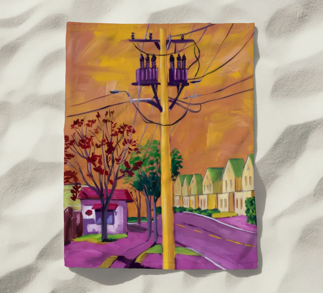 Linee elettriche psichedeliche telo mare da Silk Palette