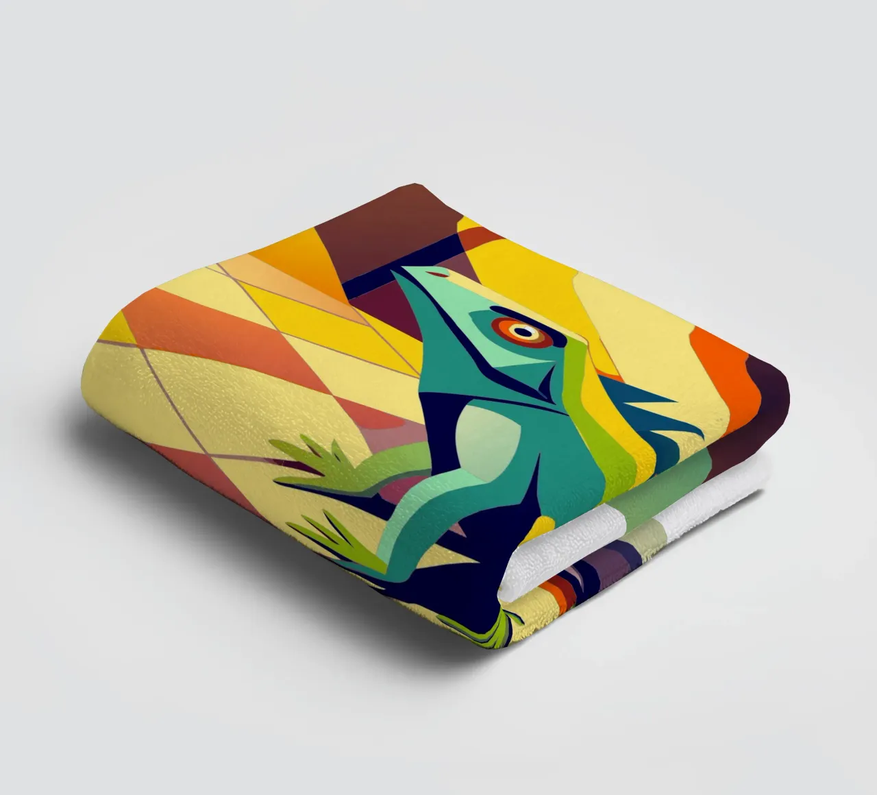 iguana vector art drawing towel by alghonee