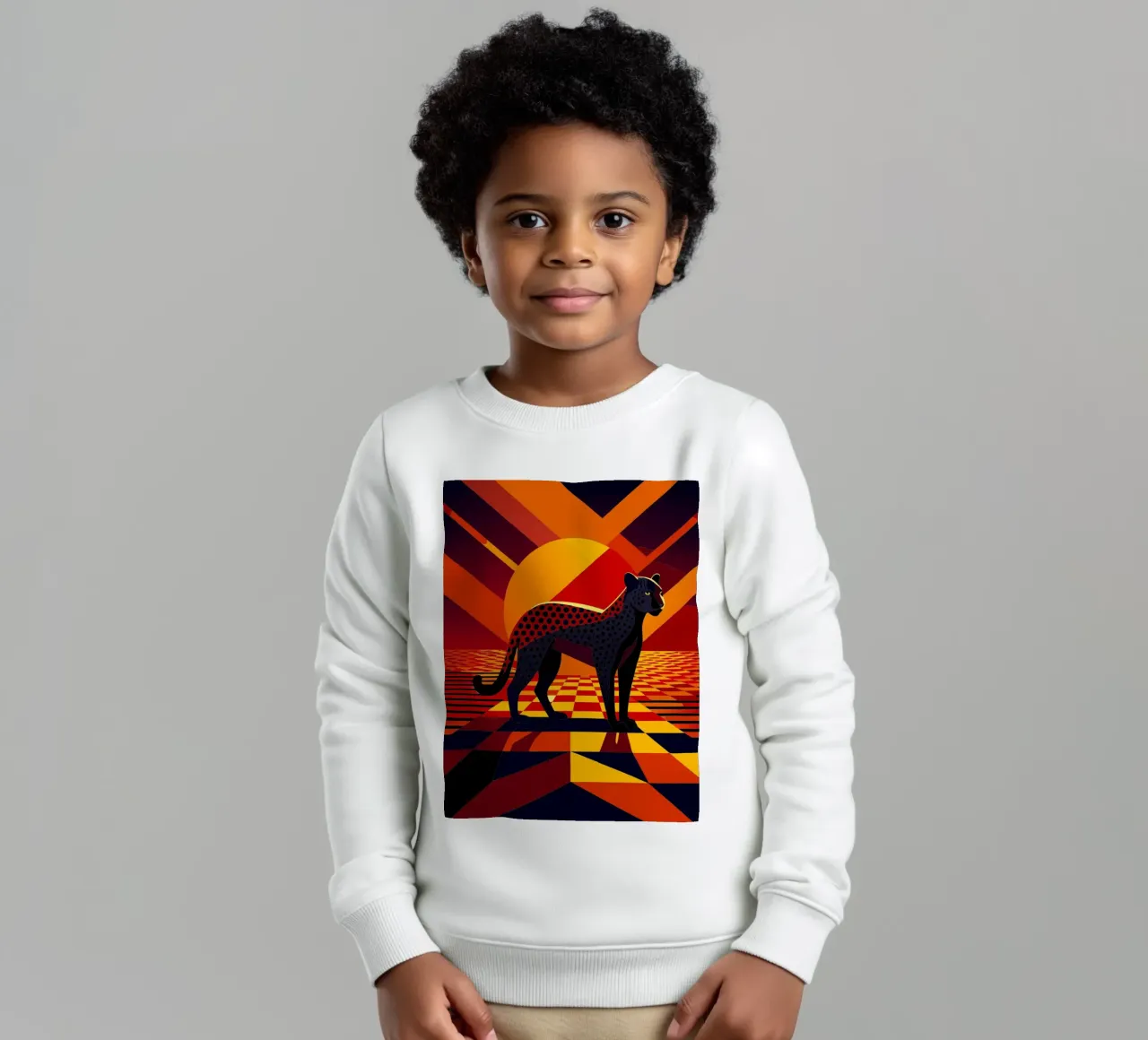 jaguar vector art drawing kids sweatshirt by alghonee