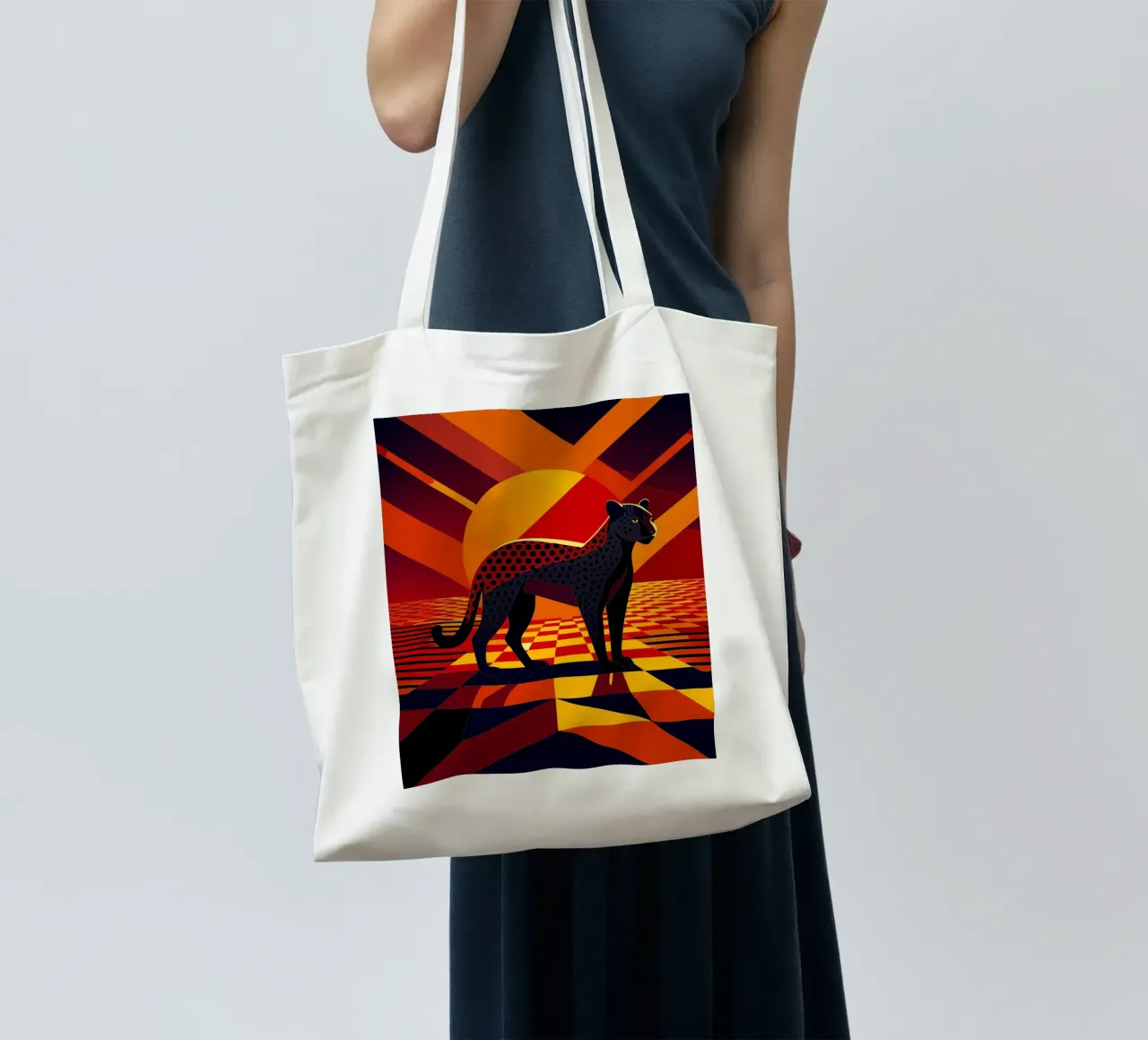 jaguar vector art drawing tote bag by alghonee
