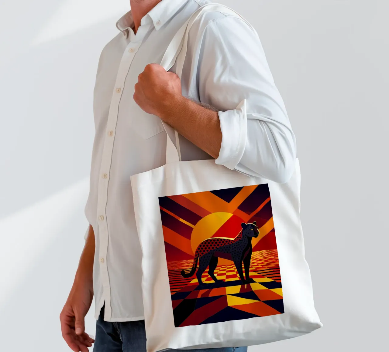 jaguar vector art drawing tote bag by alghonee