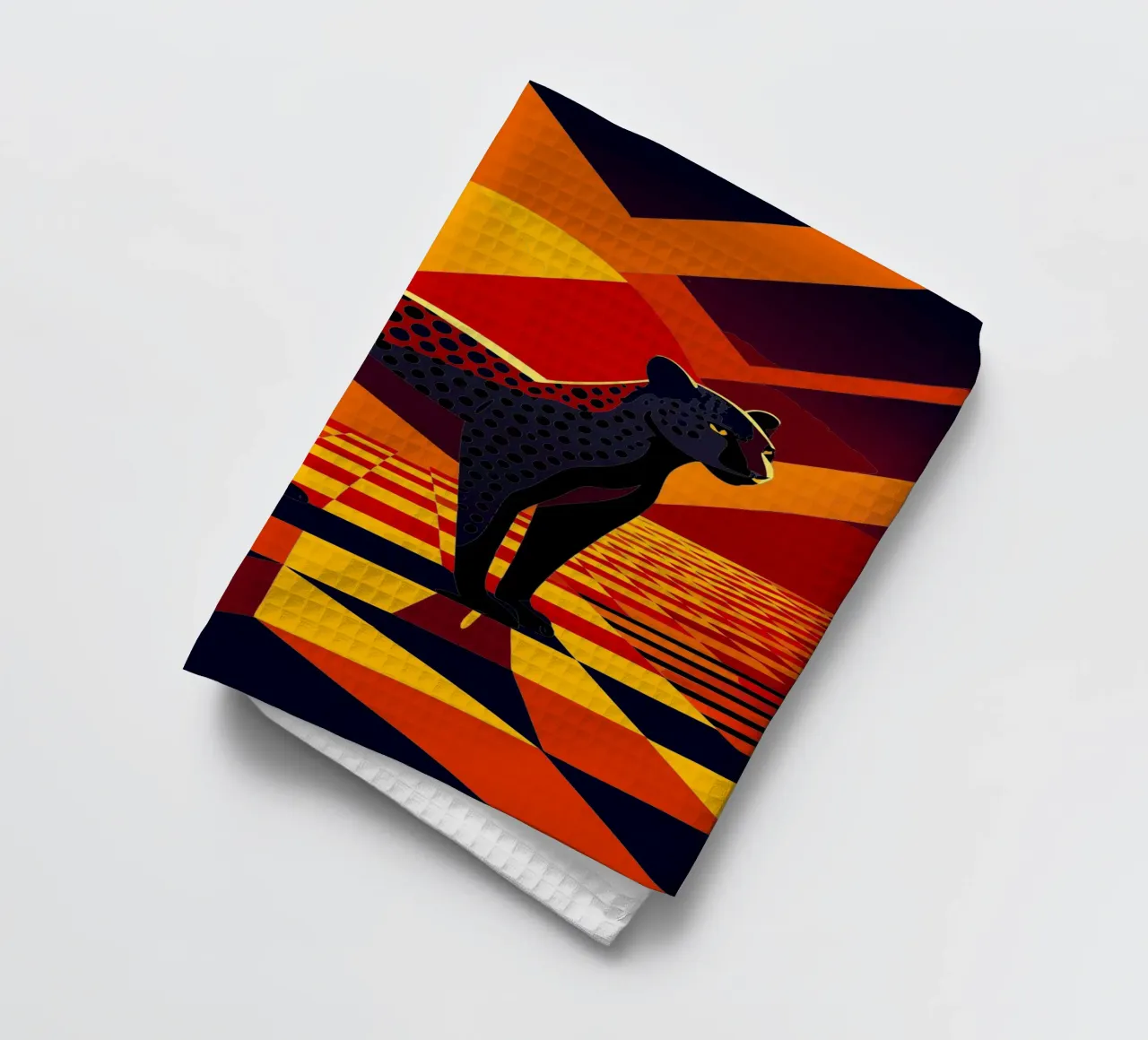 jaguar vector art drawing tea towel by alghonee