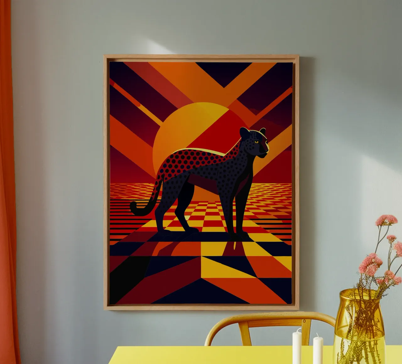 jaguar vector kunst tekening canvas met Baklijst van alghonee