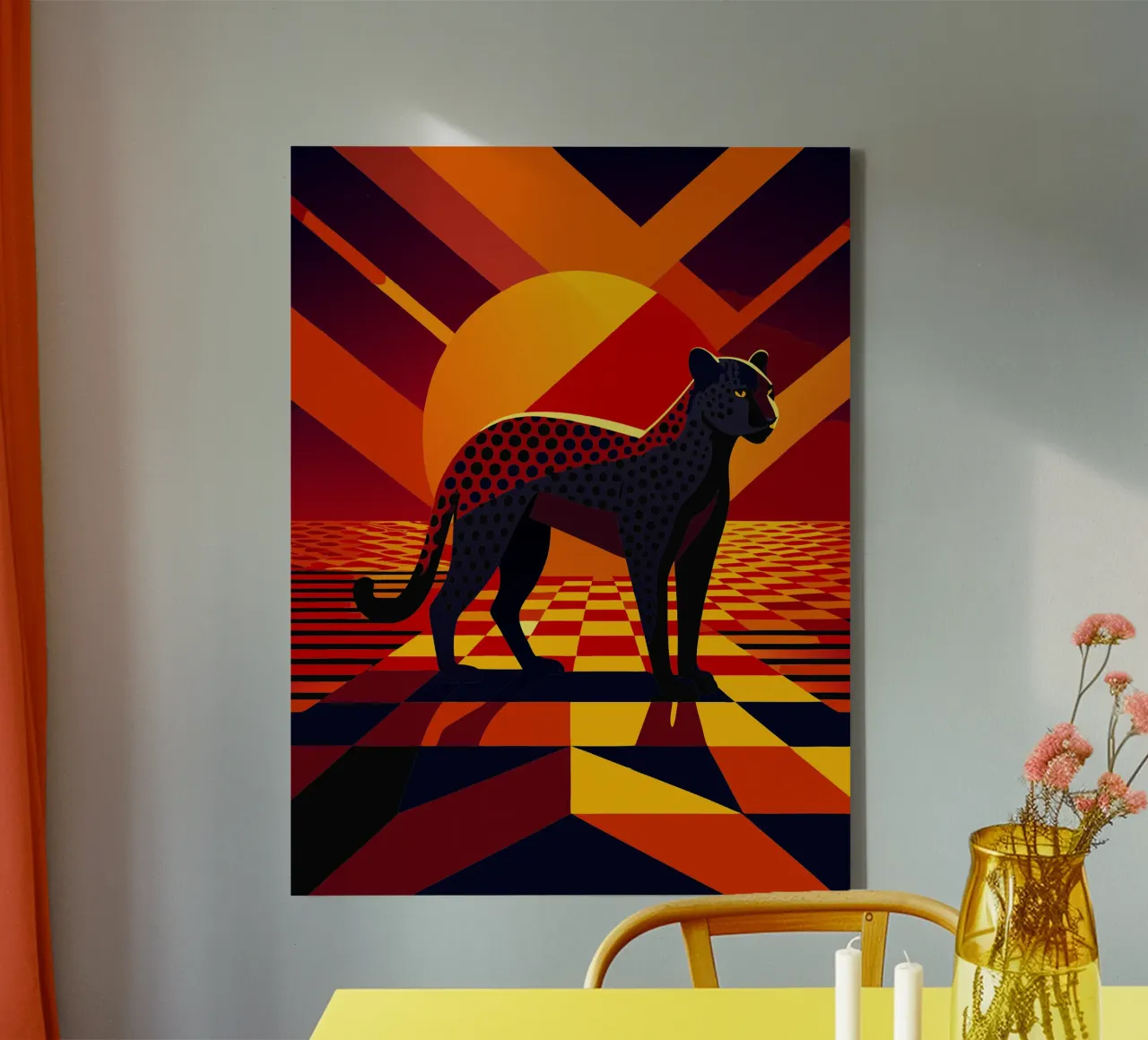 jaguar vector kunst tekening canvas met Baklijst van alghonee