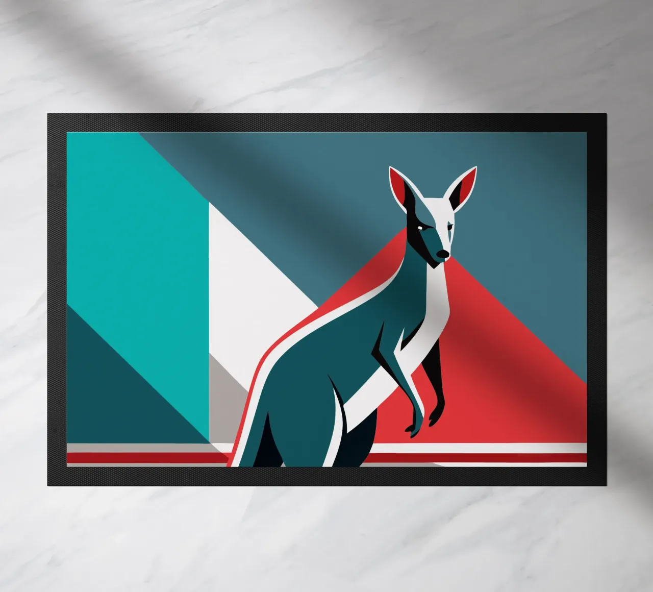 kangaroo vector art drawing doormat by alghonee