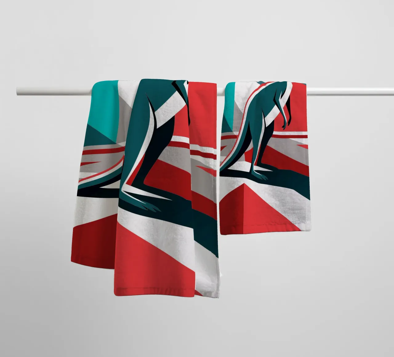 kangaroo vector art drawing towel by alghonee