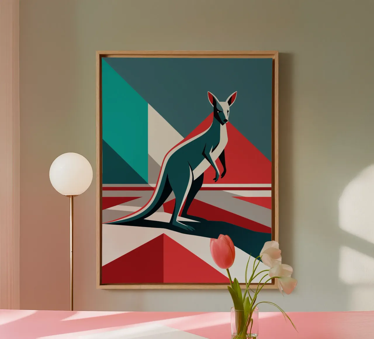 kangoeroe vector kunst tekening canvas met Baklijst van alghonee