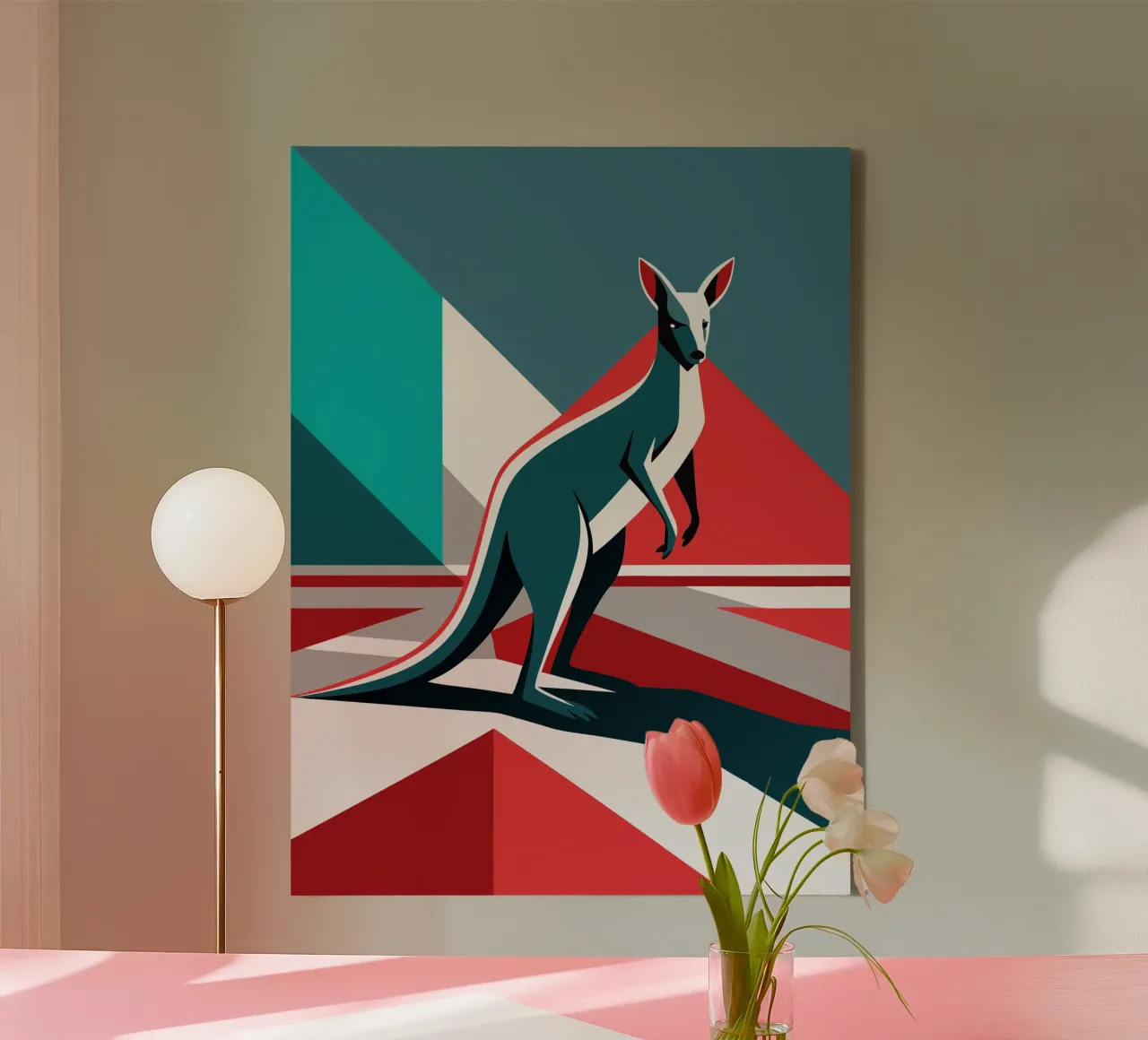 kangoeroe vector kunst tekening canvas met Baklijst van alghonee