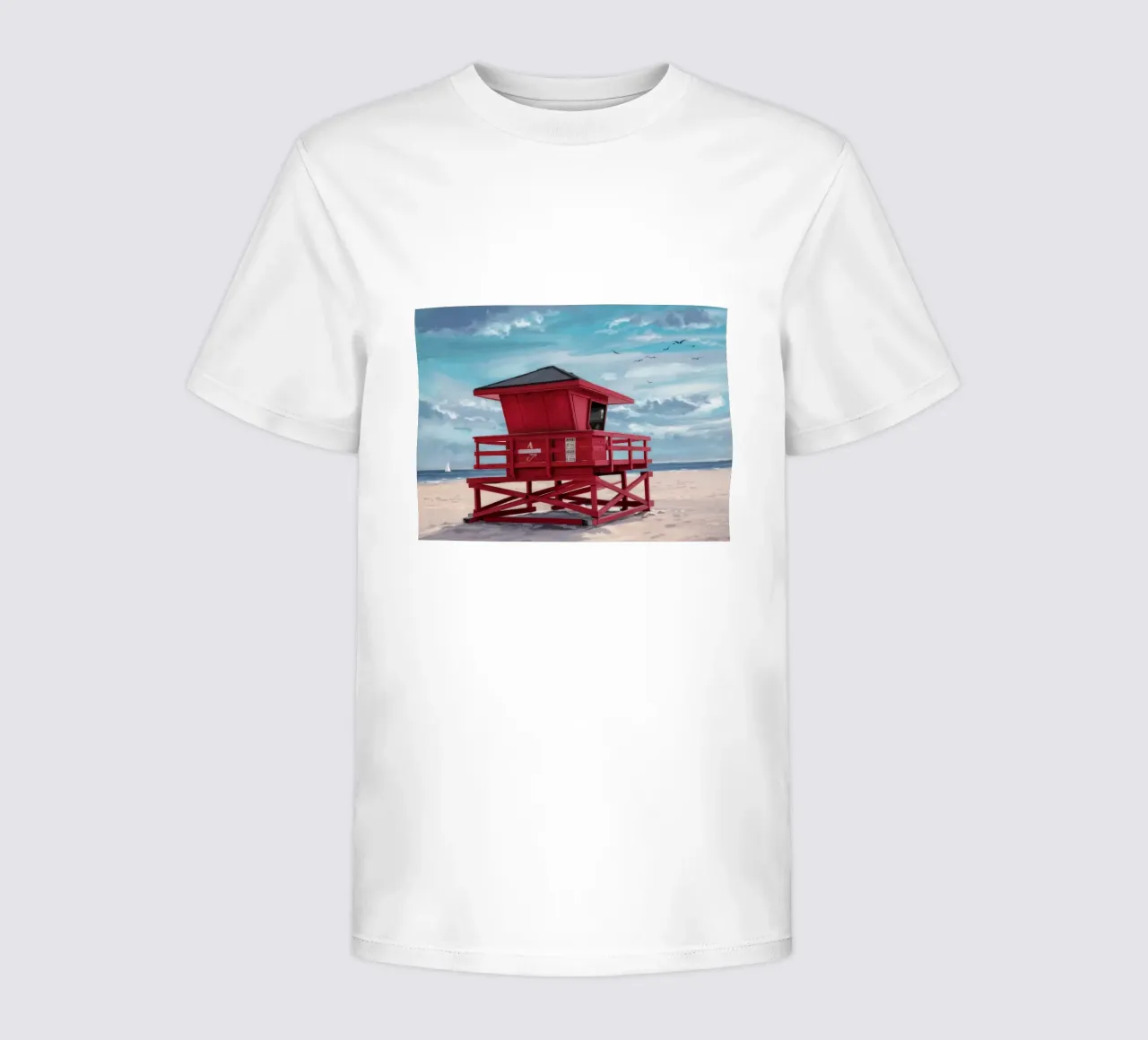 Red Lifeguard Tower kids t-shirt by Silk Palette
