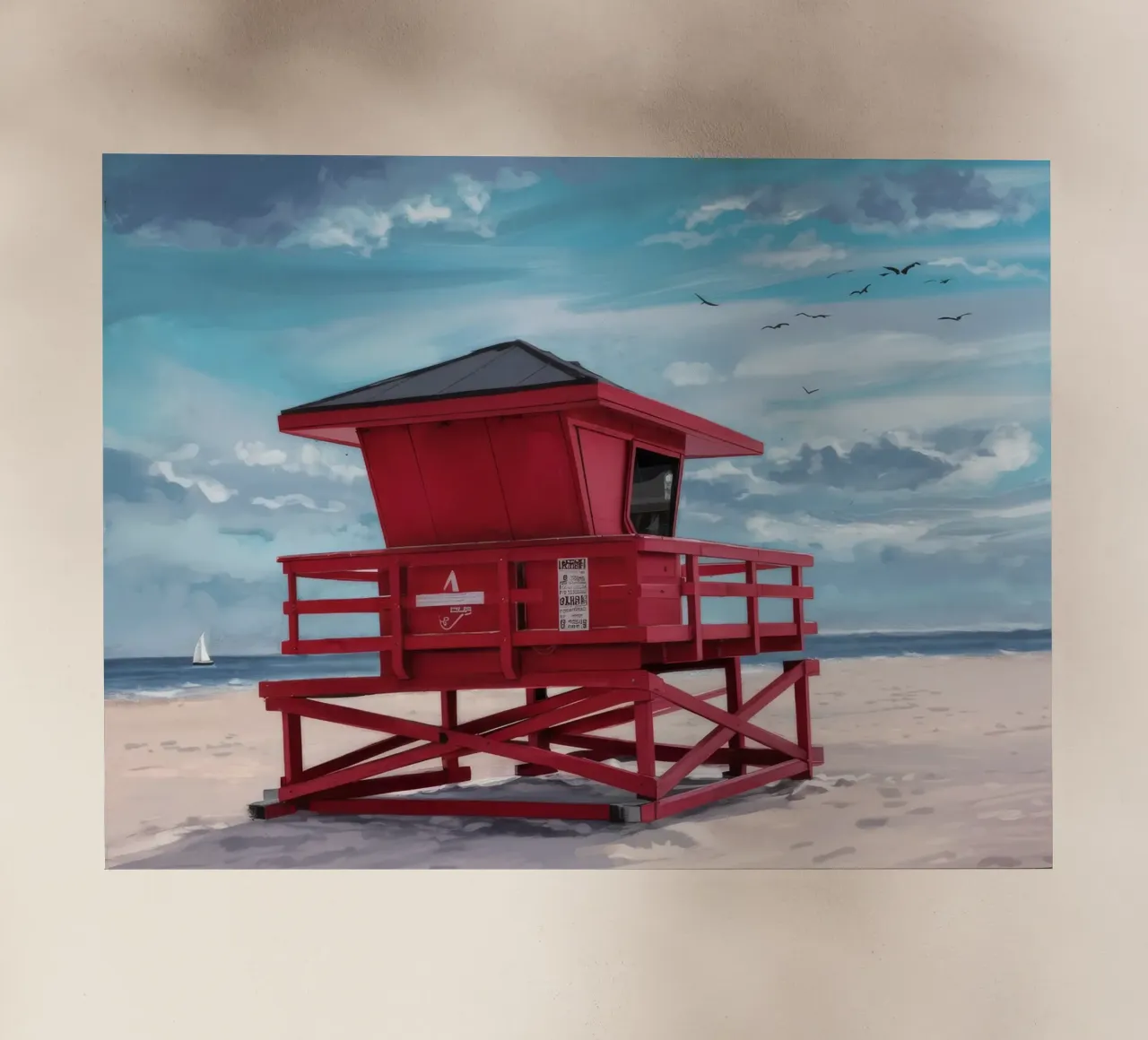 Red Lifeguard Tower backlit film by Silk Palette
