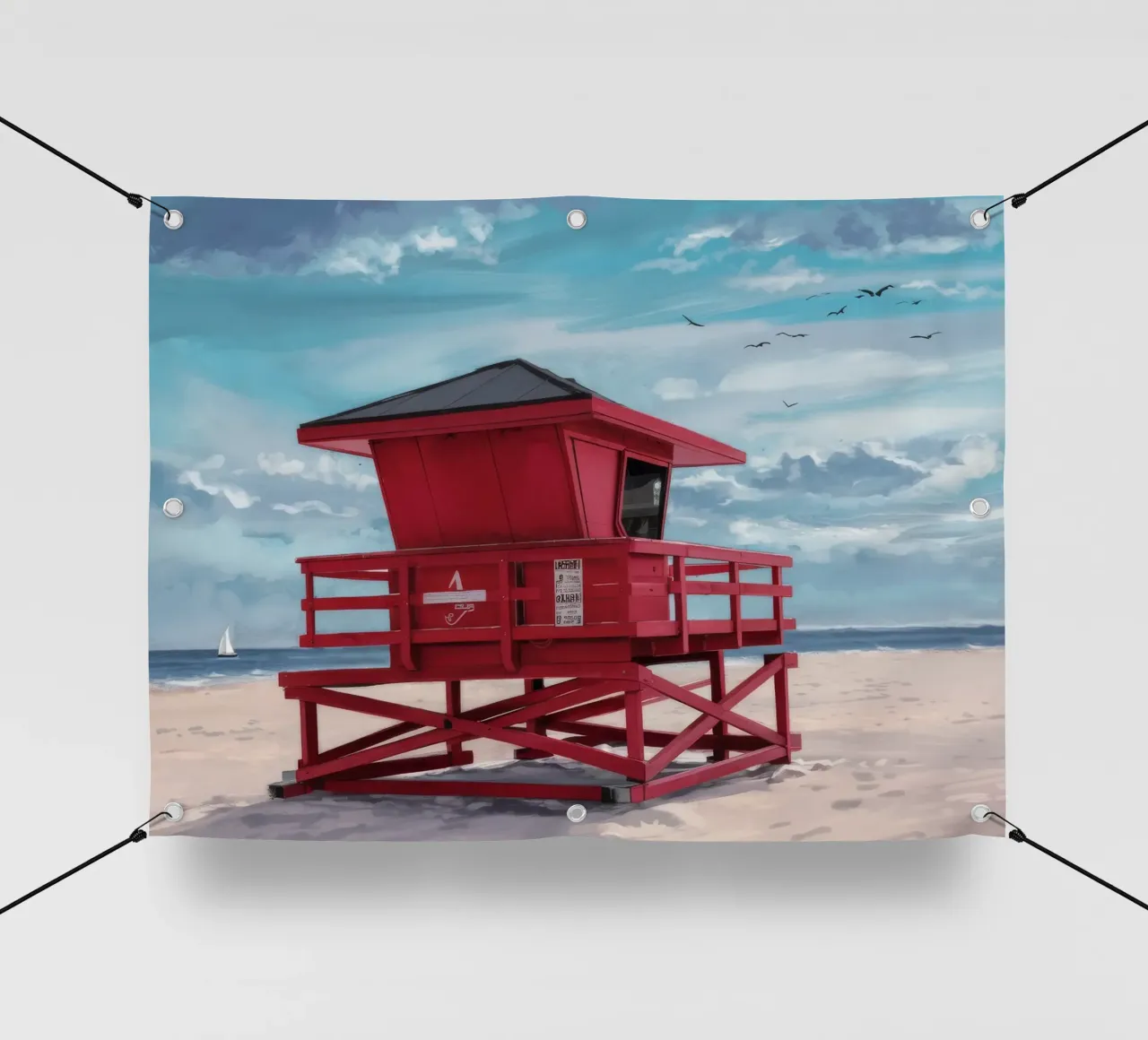 Red Lifeguard Tower pvc cover by Silk Palette