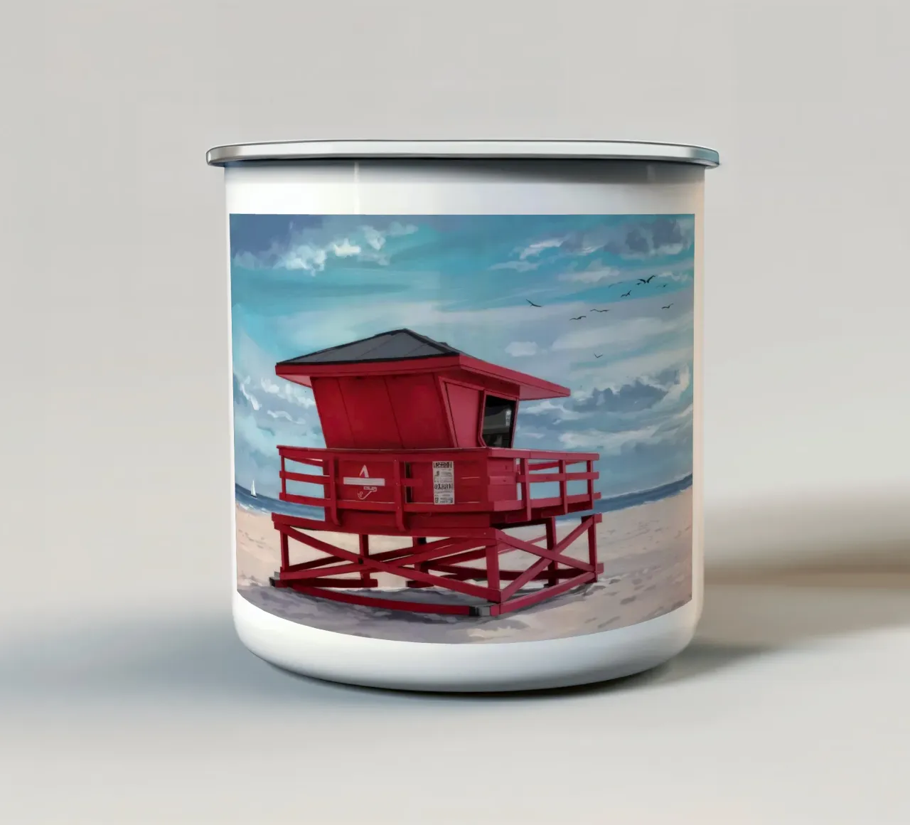 Rode reddingstoren emaille mok van Silk Palette