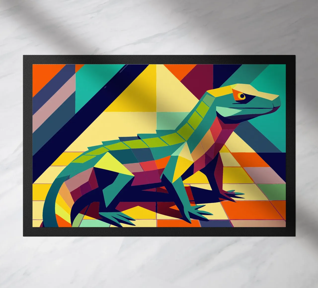 komodo vector art drawing doormat by alghonee