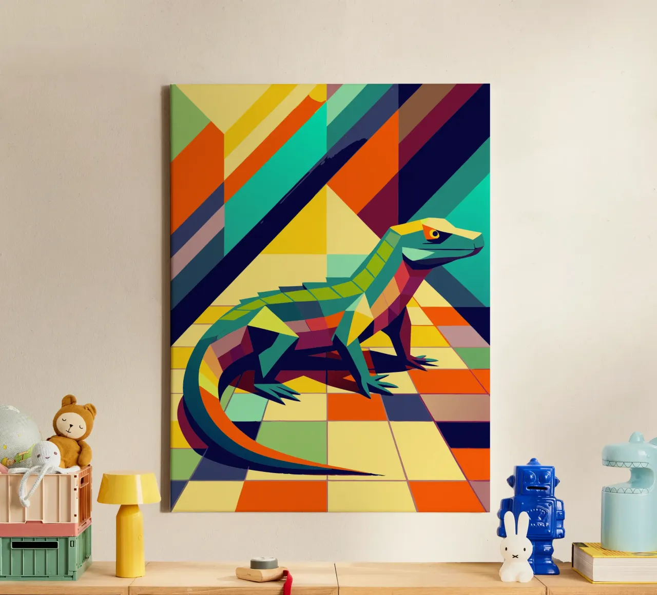 komodo vector kunst tekening canvas van alghonee