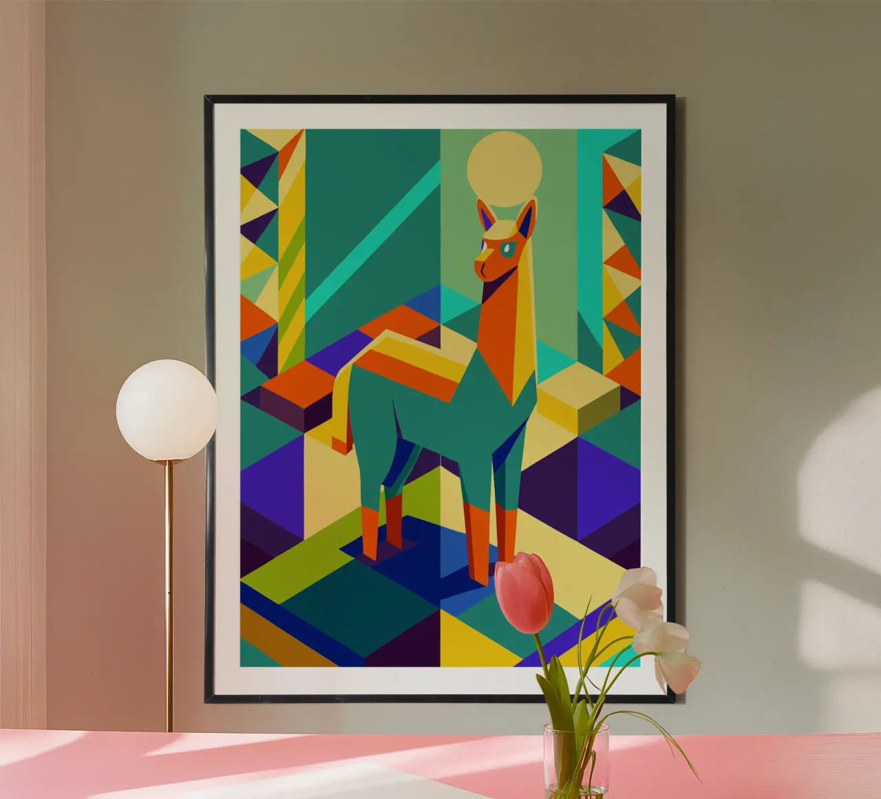 llama vector art drawing poster by alghonee