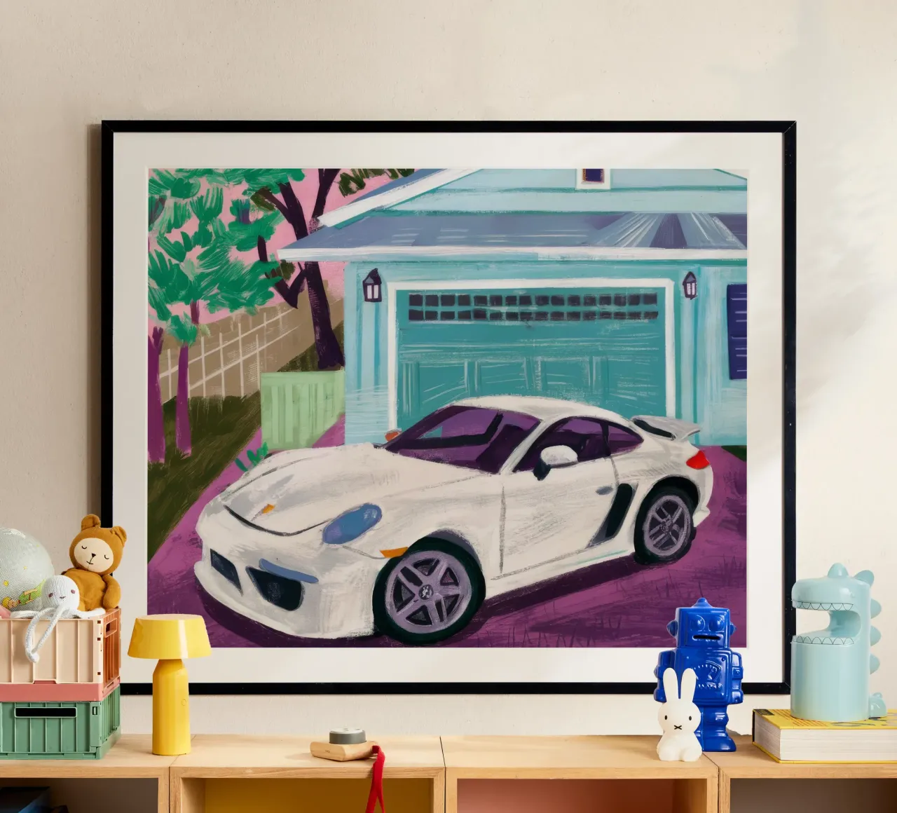 White Sports Car poster by Silk Palette