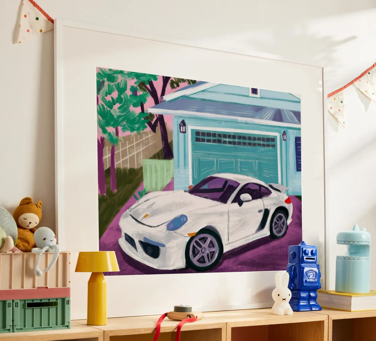 White Sports Car poster by Silk Palette
