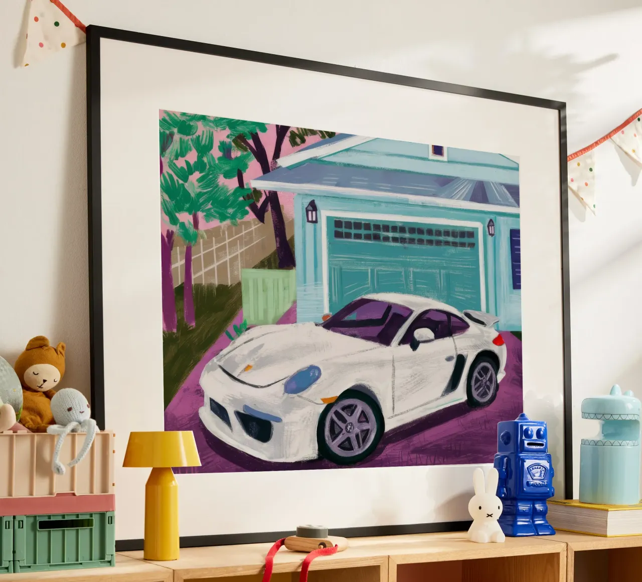White Sports Car poster by Silk Palette